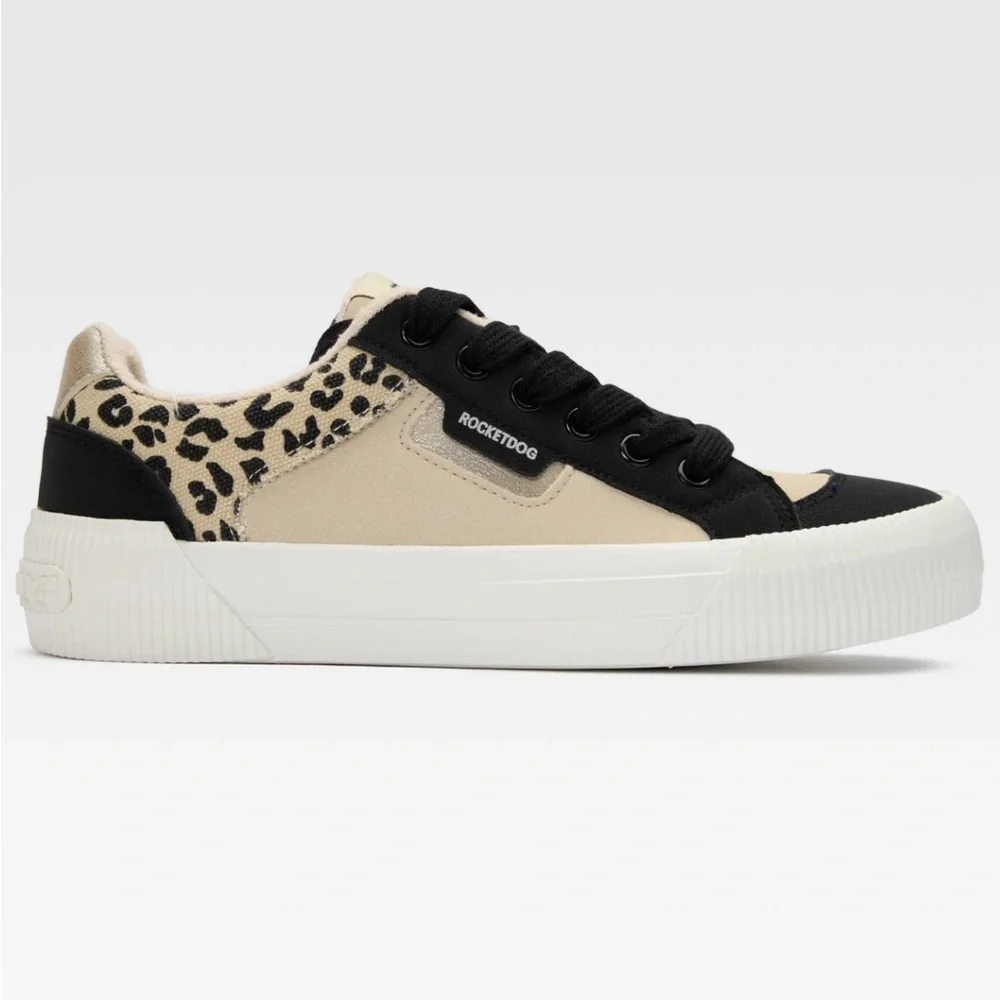 NEW! Rocket Dog Cheery Blocked Sneakers Leopard Cream Black Cheetah NWT Size 8 - Picture 5 of 14